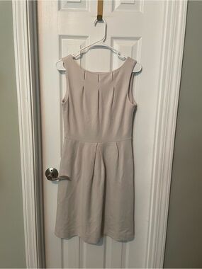 Banana Republic Sleeveless Pleated Sheath Dress in Light Beige